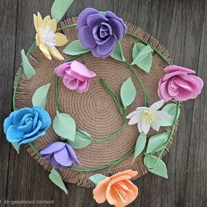 Colorful Felt Flower Garland with Mixed Blooms